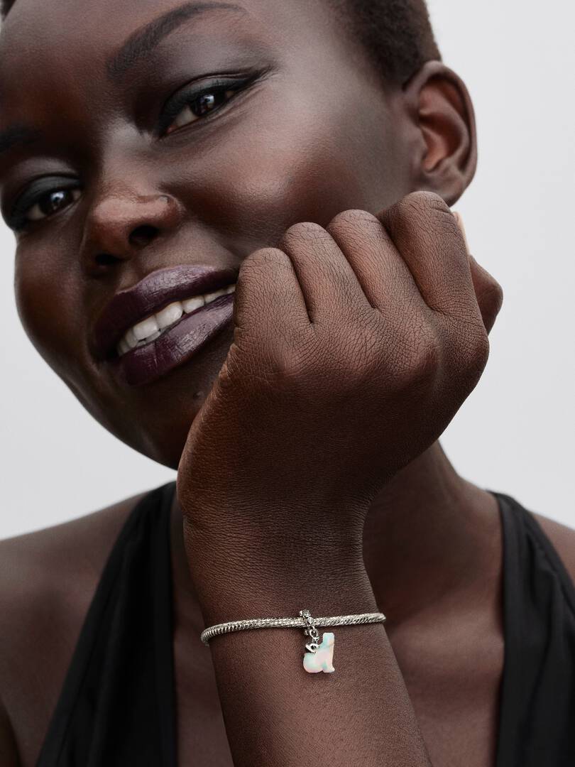 Polar Bear Mother & Cub Dangle Charm Sterling silver