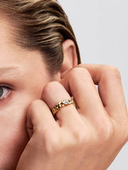 Heart Cuban Chain Ring 14k gold plating
