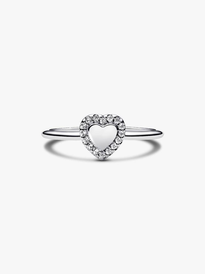 Engravable Heart Halo Ring Sterling silver