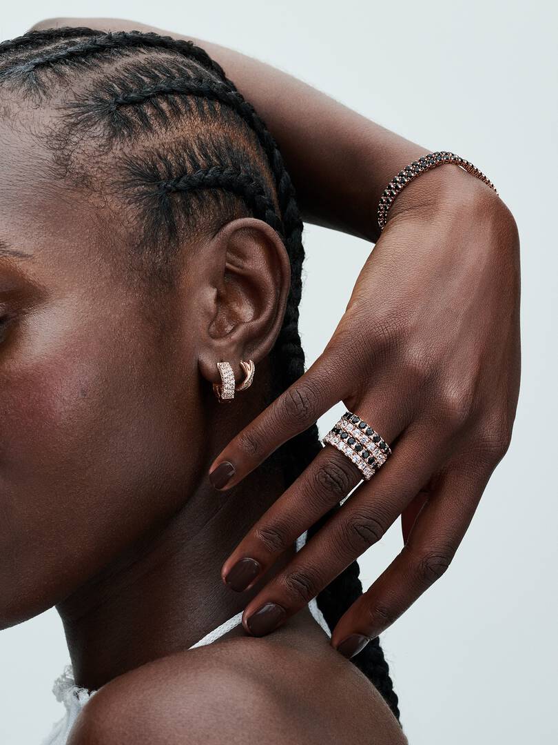 Crossover Pavé Hoop Earrings 14k gold plating
