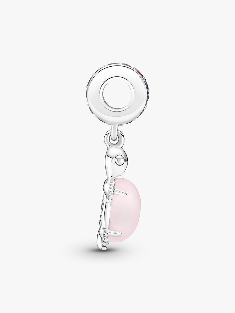 Murano Glass Pink Sea Turtle Dangle Charm Sterling silver
