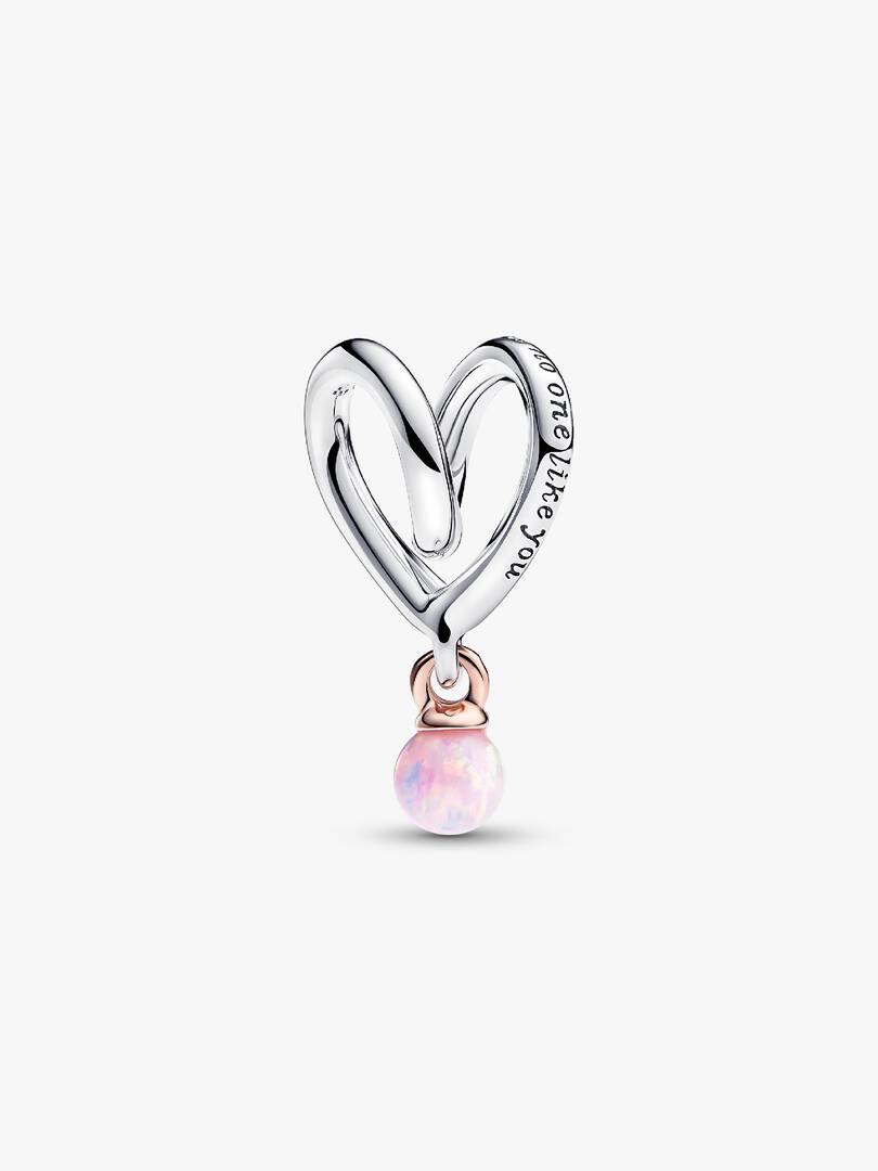 Two-tone Wrapped Heart Charm Sterling silver, 14k rose gold plating