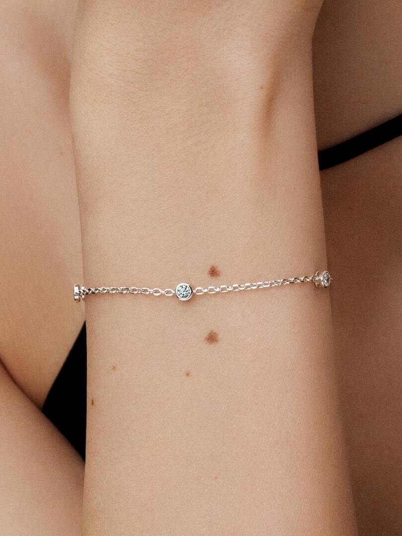 FINAL SALE - Pandora Era Bezel Sterling Silver Lab-grown Diamond Station Chain Bracelet 0.30 ct TW, Sterling silver