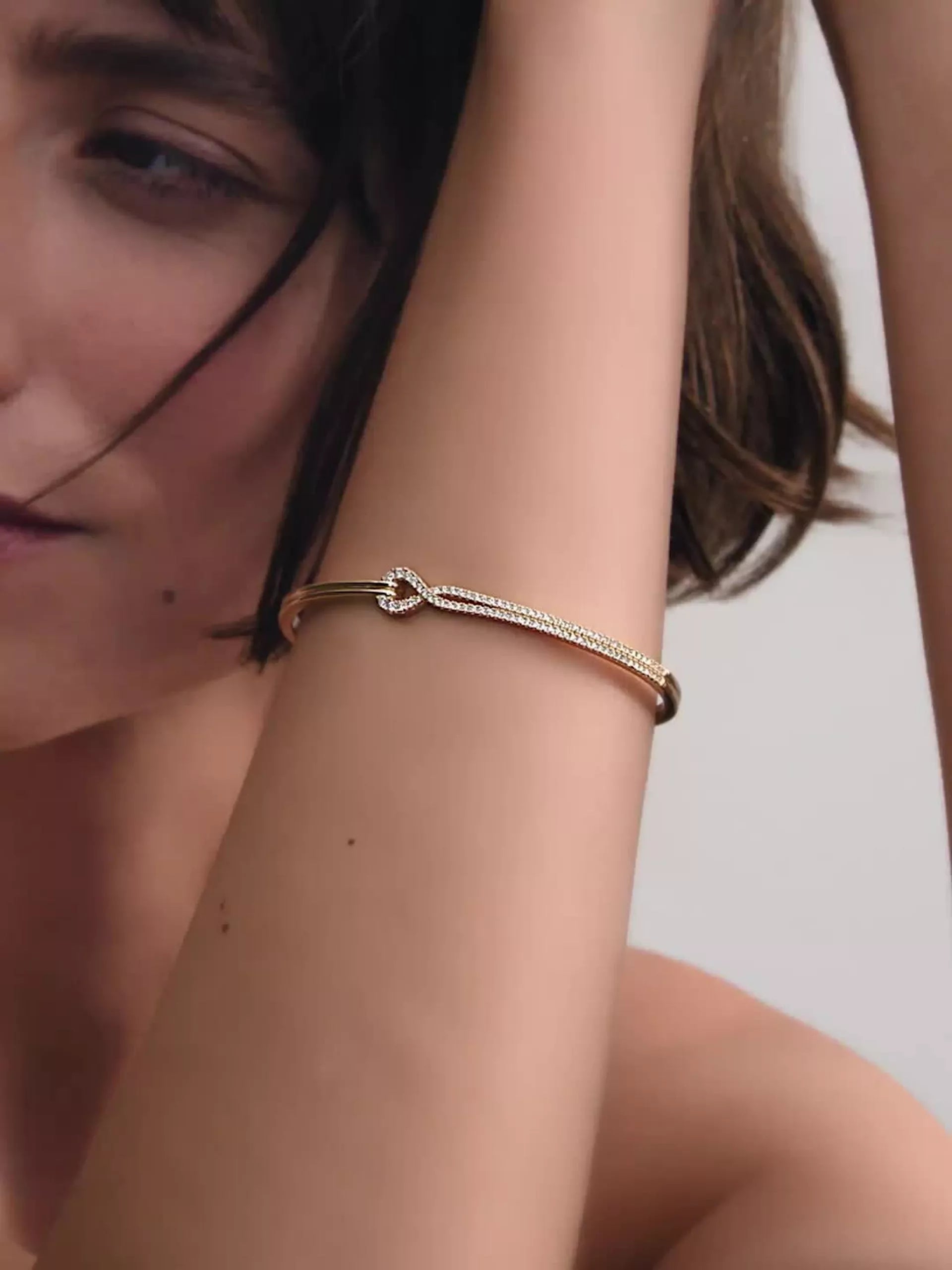 Pandora Infinite Lab-grown Diamond Pavé Double Row Bangle 0.45 ct TW, 14k gold