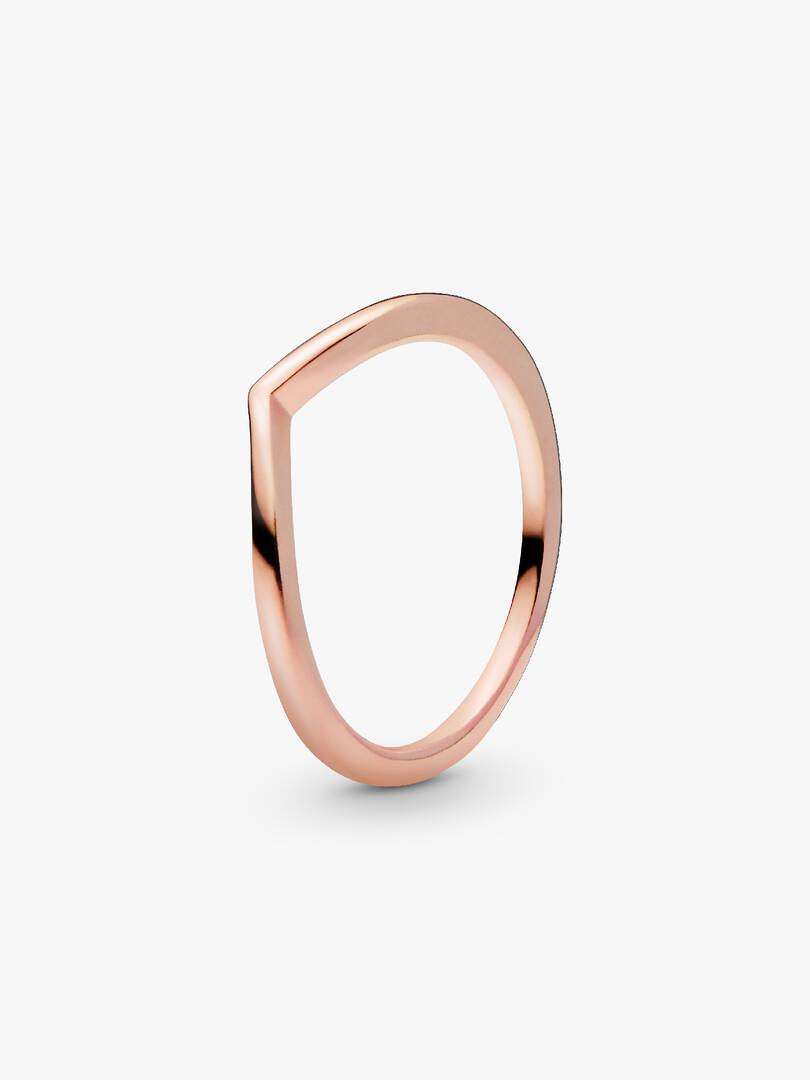 Polished Wishbone Ring 14k rose gold plating