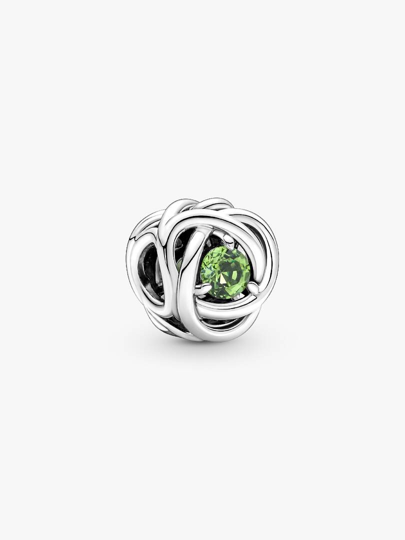 August Spring Green Eternity Circle Charm Sterling silver