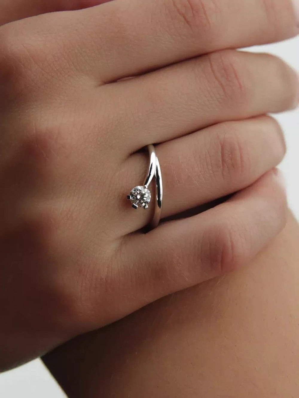 FINAL SALE - Pandora Nova 14k White Gold Lab-grown Diamond Asymmetric Ring 0.50 ct TW, 14k white gold
