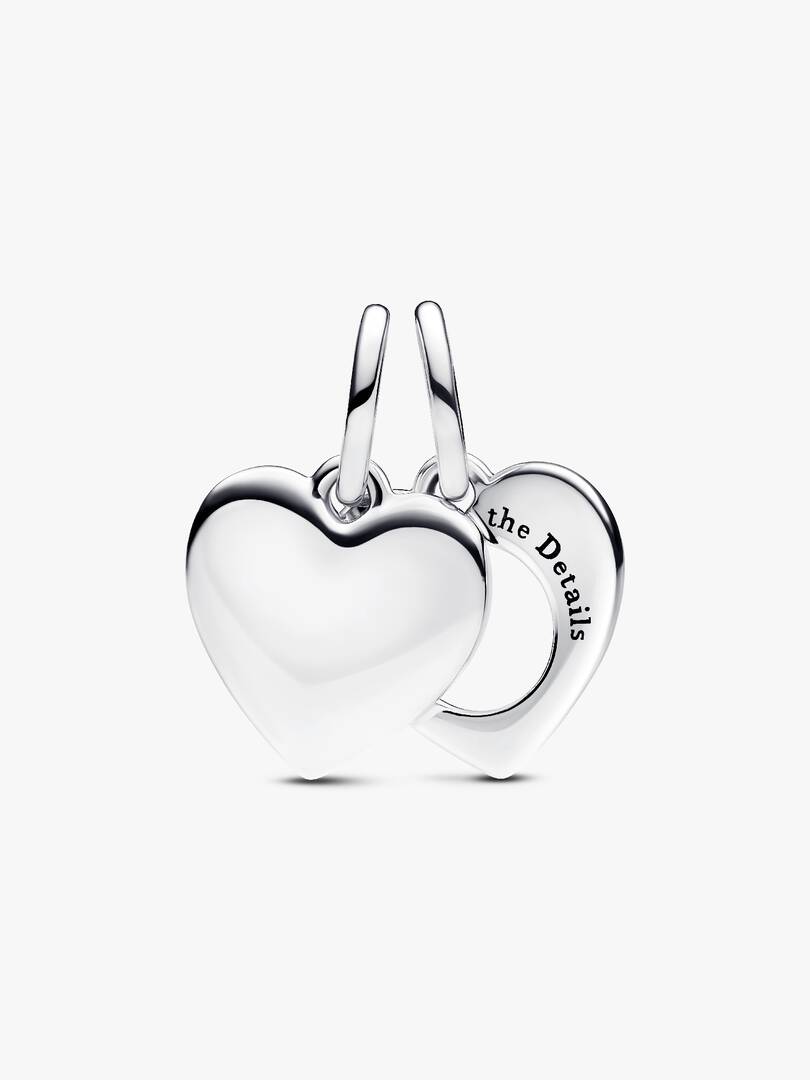 FINAL SALE - Engravable Heart Magnifying Glass Double Dangle Charm Sterling silver