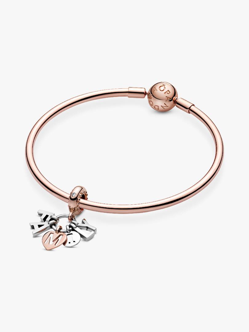 Family Letters Dangle Charm Sterling silver, 14k rose gold plating