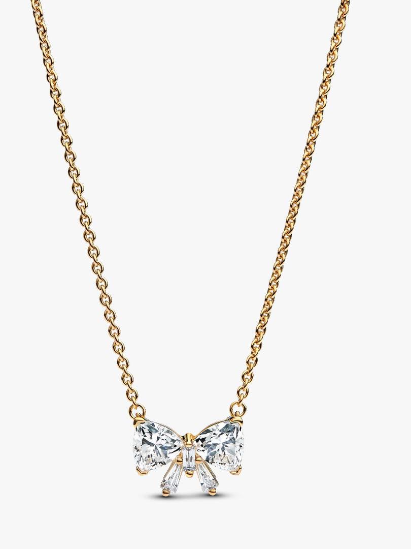 Sparkling Bow Necklace 14k gold plating