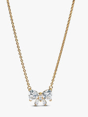 Sparkling Bow Necklace 14k gold plating
