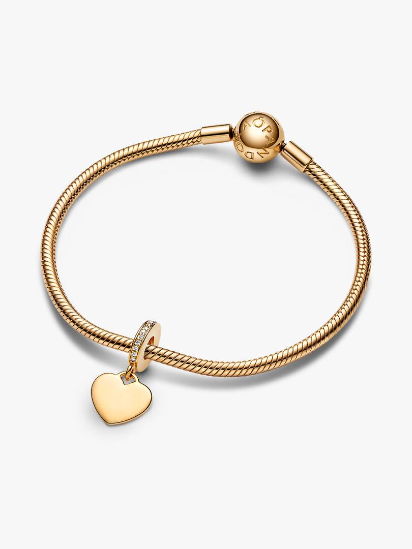 Engravable Heart Tag Dangle Charm 14k gold plating