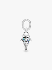 Blue Scaled Fish Dangle Charm Sterling silver
