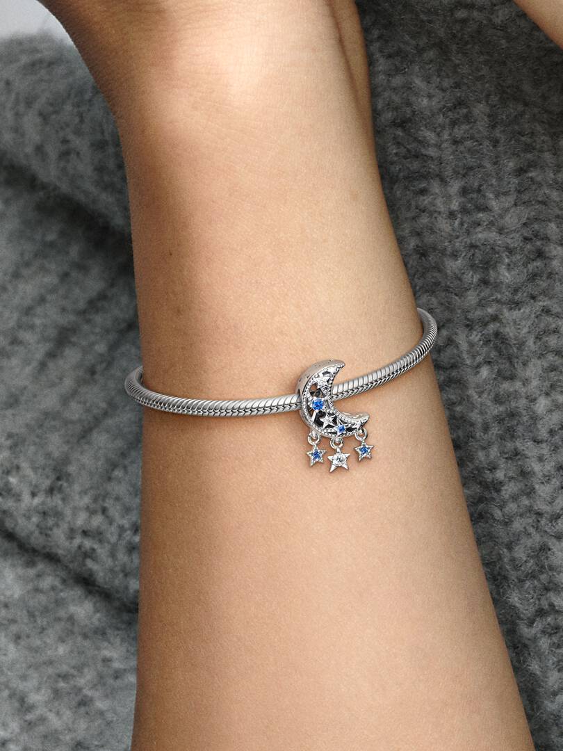 Star & Crescent Moon Charm Sterling silver