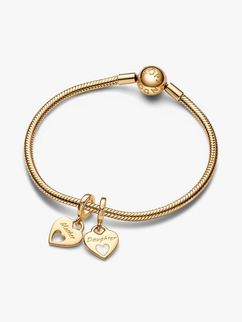 Double Heart Split Dangle Charm 14k gold plating