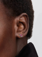 Elevated Red Heart Stud Earrings Sterling silver