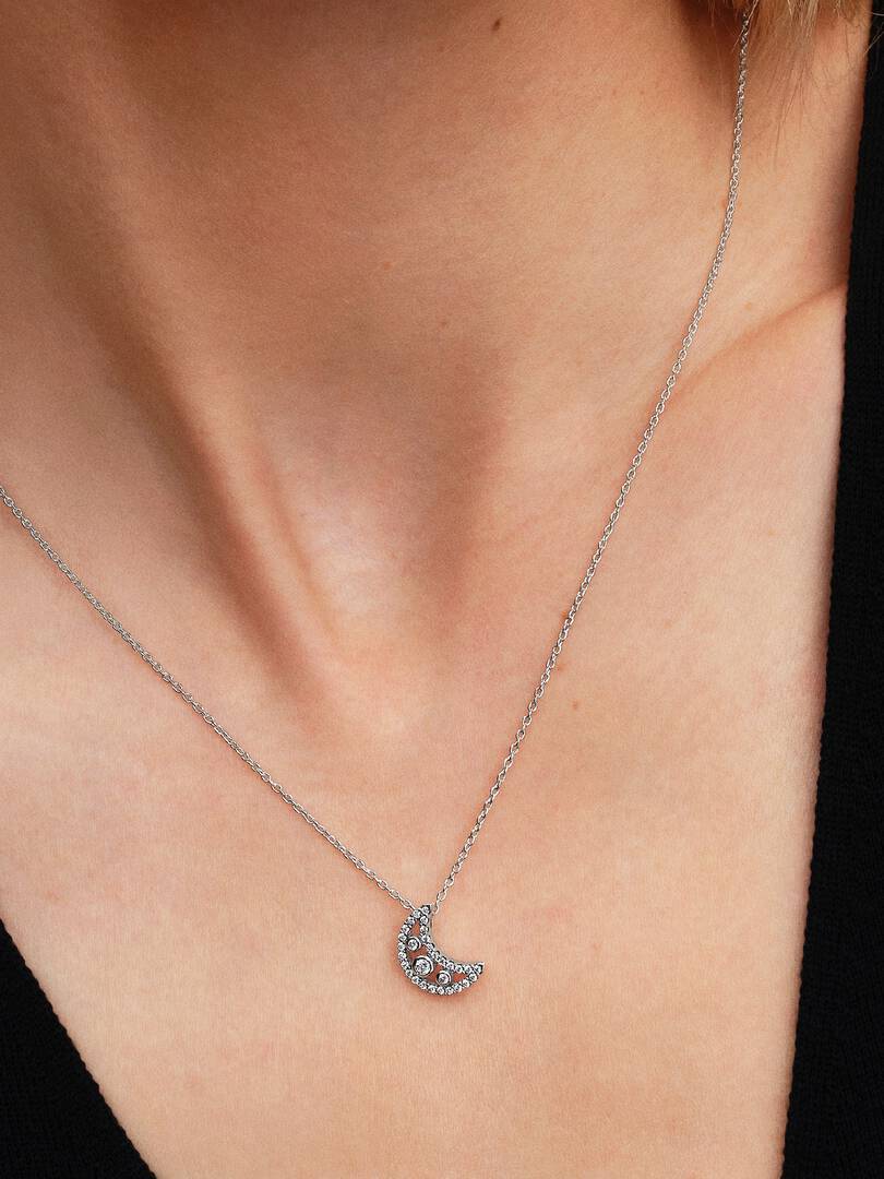 Crescent Moon Pendant Necklace Sterling silver