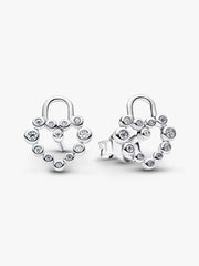 Sparkling Heart Padlock Stud Earrings Sterling silver