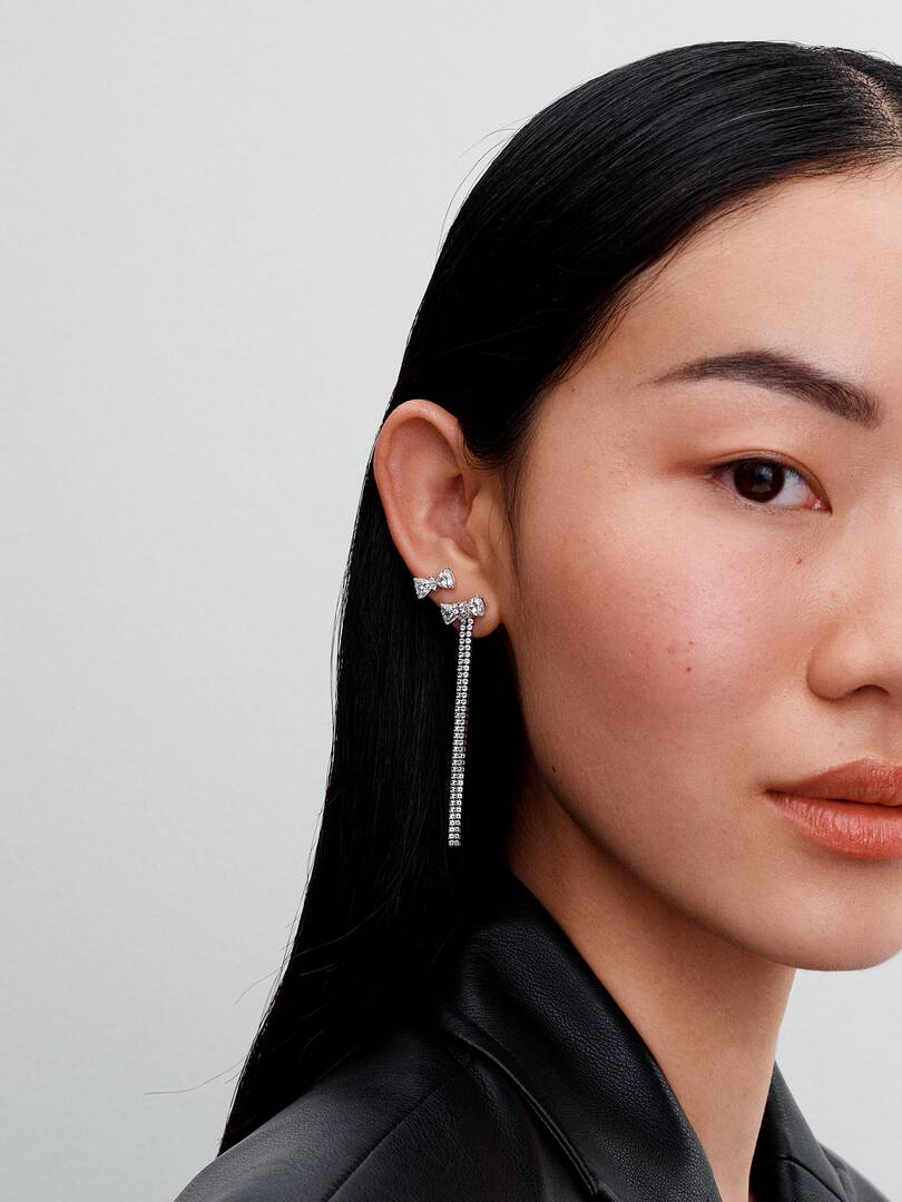 FINAL SALE - Pavé Bow Drop Earrings Sterling silver