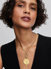 Crossing Arrows Oversized Medallion Charm 14k gold plating