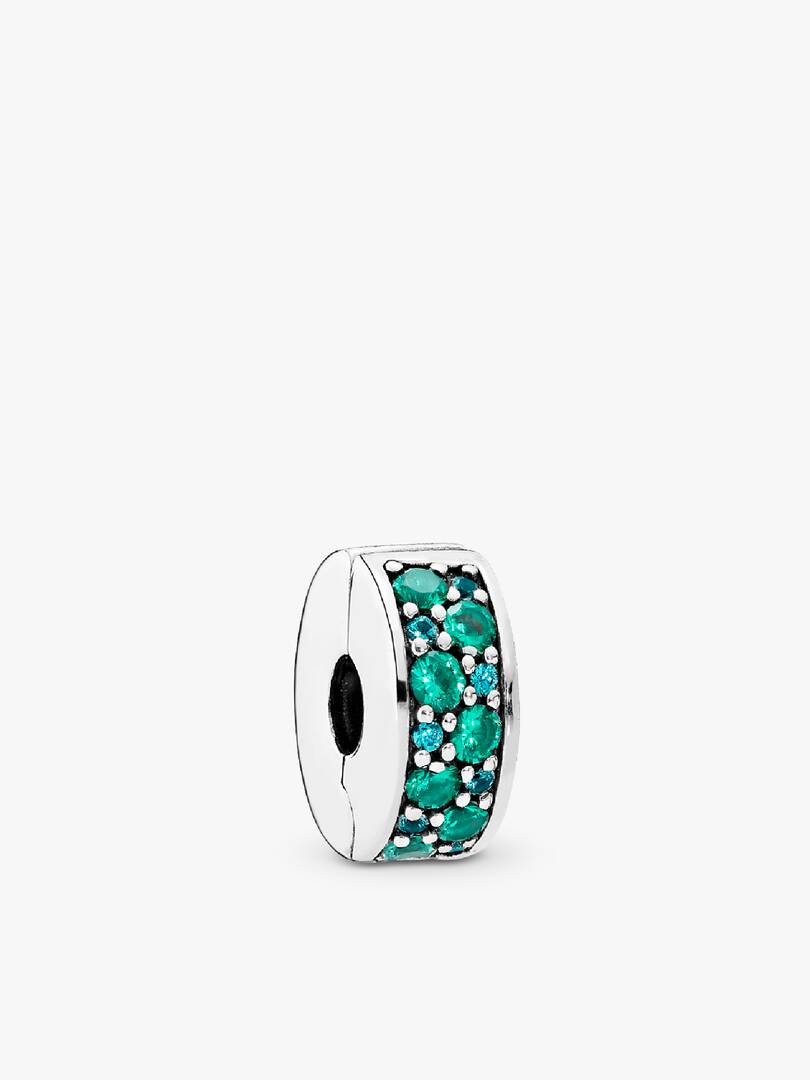 Teal Pavé Clip Charm Sterling silver