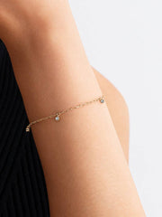 Pandora Era Bezel Lab-Grown Diamond Dangle Paperclip Chain Bracelet 0.10 ct TW, 14k gold