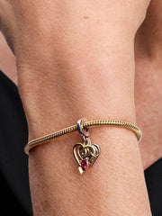 Engravable Heart & Arrow Double Dangle Charm Sterling silver, 14k gold plating