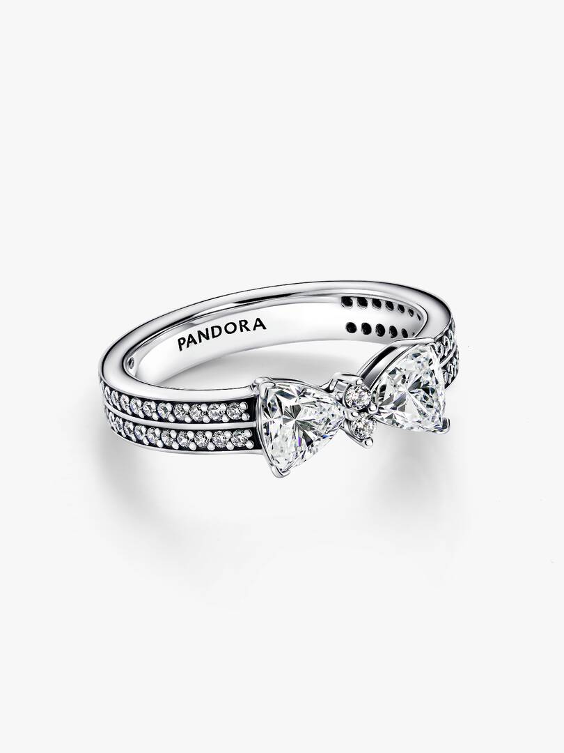 Sparkling Bow Double-row Ring Sterling silver
