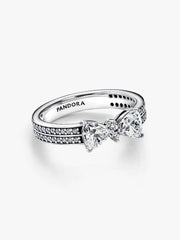 Sparkling Bow Double-row Ring Sterling silver