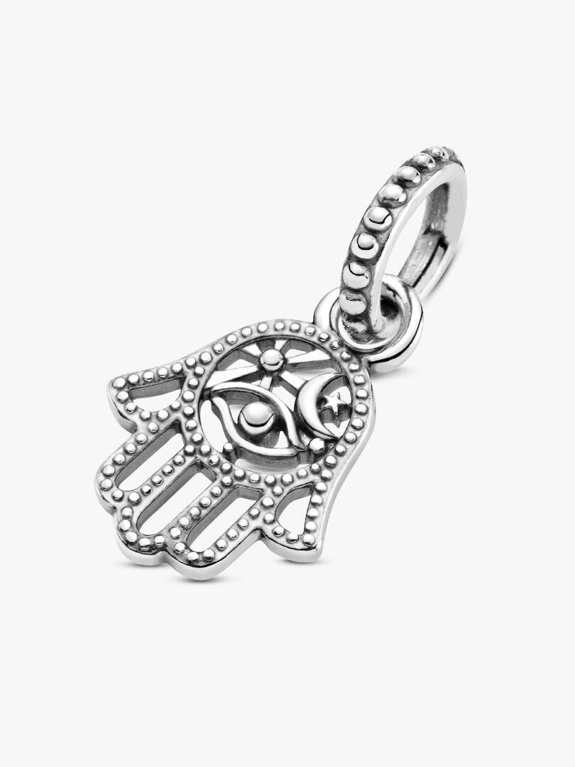 Protective Hamsa Hand Dangle Charm Sterling silver