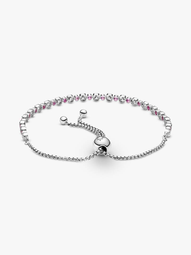 FINAL SALE - Pink & Clear Sparkle Slider Bracelet Sterling silver
