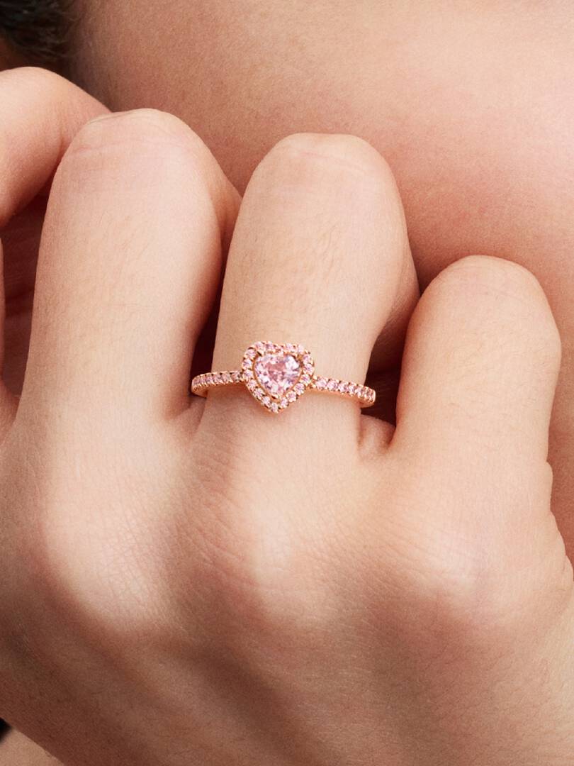 Sparkling Elevated Heart Ring 14k rose gold plating