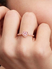 Sparkling Elevated Heart Ring 14k rose gold plating