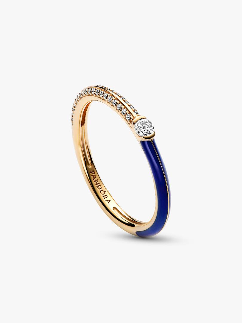 Pandora ME Pavé & Blue Dual Ring 14k gold plating