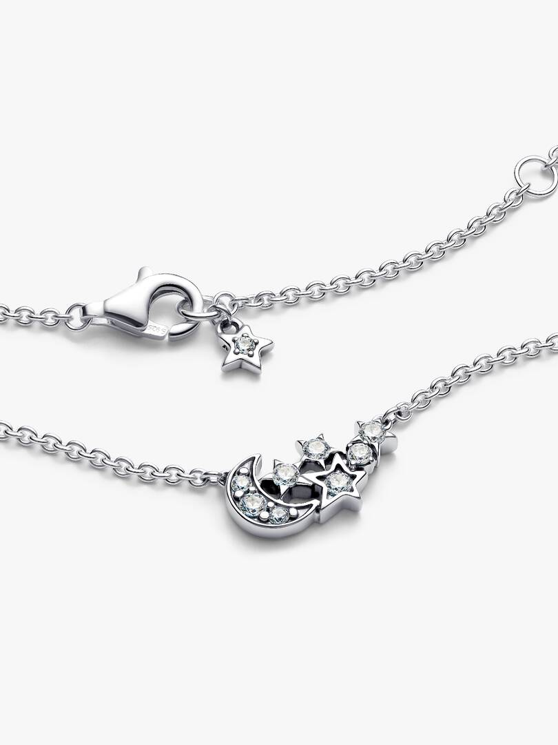 Sparkling Moon & Star Collier Necklace Sterling silver
