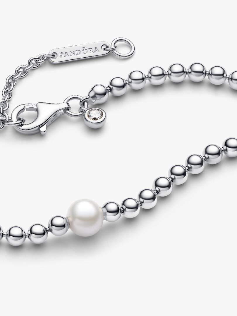 FINAL SALE - Treated Freshwater Cultured Pearl & Beads Collier Necklace Sterling silver