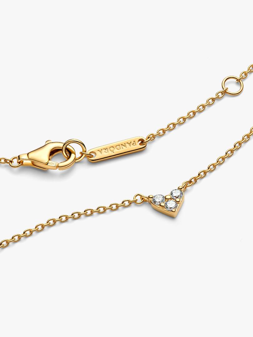 Triple Stone Heart Collier Necklace 14k gold plating