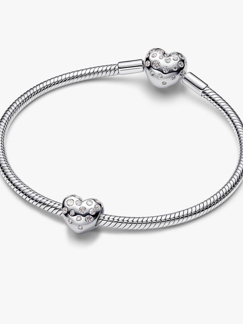 Pandora Sterling Silver Lab-grown Diamond Heart Charm 0.53 ct TW, Sterling silver