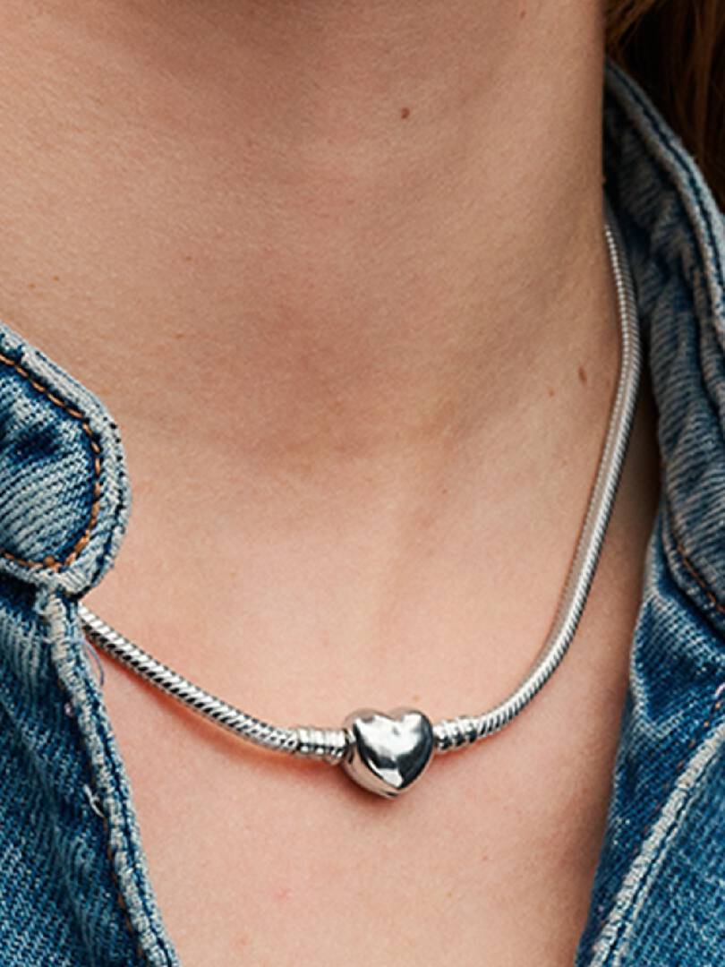 Pandora Moments Heart Clasp Snake Chain Necklace Sterling silver