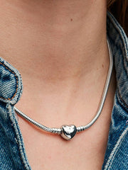 Pandora Moments Heart Clasp Snake Chain Necklace Sterling silver