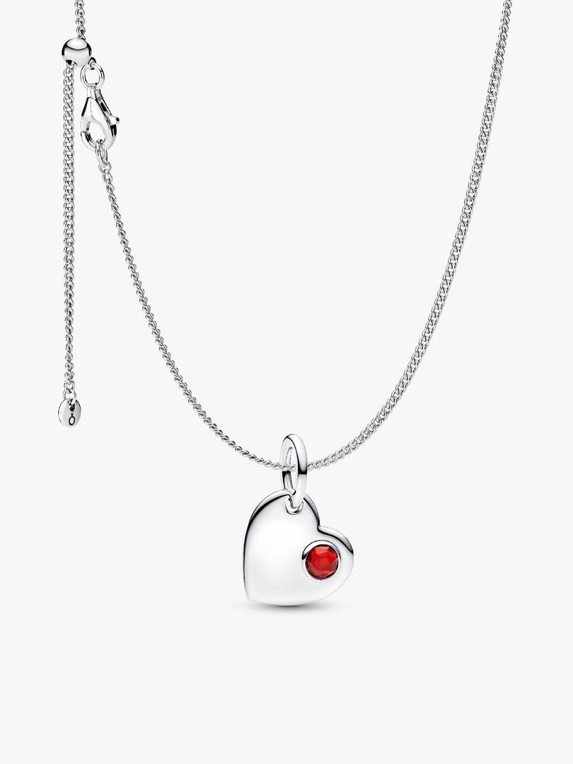 January Birthstone Heart Pendant Necklace 2 Quantity