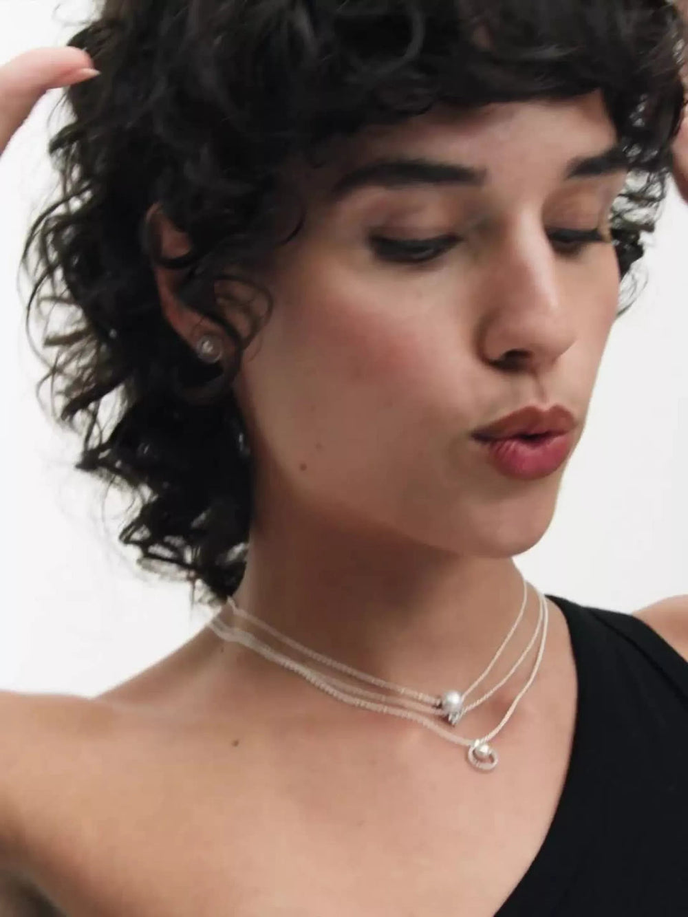Treated Freshwater Cultured Pearl & Pavé Collier Necklace Sterling silver