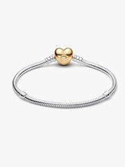 Heart Clasp Snake Chain Bracelet Sterling silver, 14k gold plating