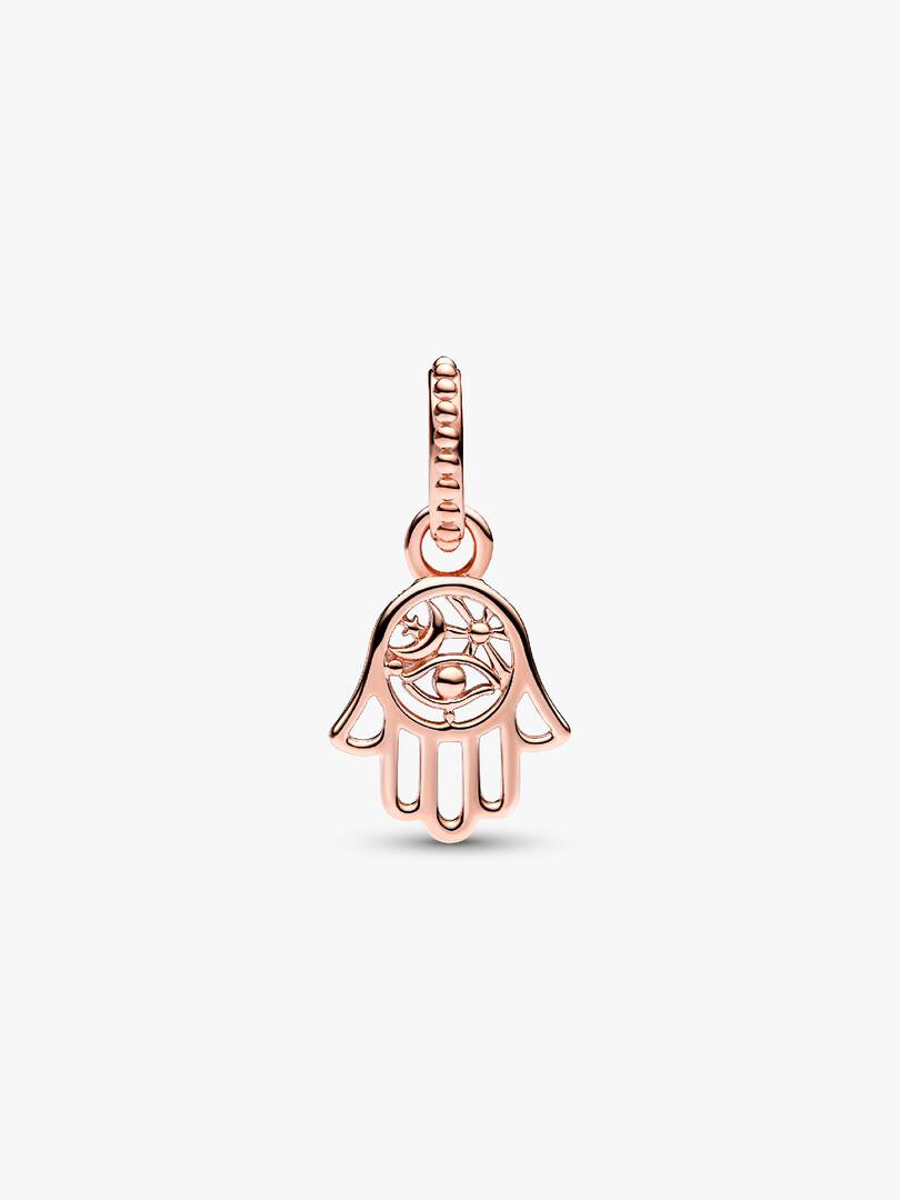FINAL SALE - Protective Hamsa Hand Dangle Charm 14k rose gold plating