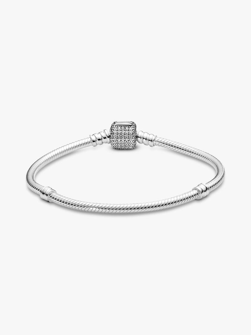 FINAL SALE - Pandora Moments Sparkling Pavé Clasp Snake Chain Bracelet Sterling silver