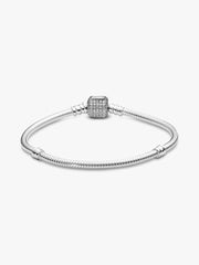 FINAL SALE - Pandora Moments Sparkling Pavé Clasp Snake Chain Bracelet Sterling silver