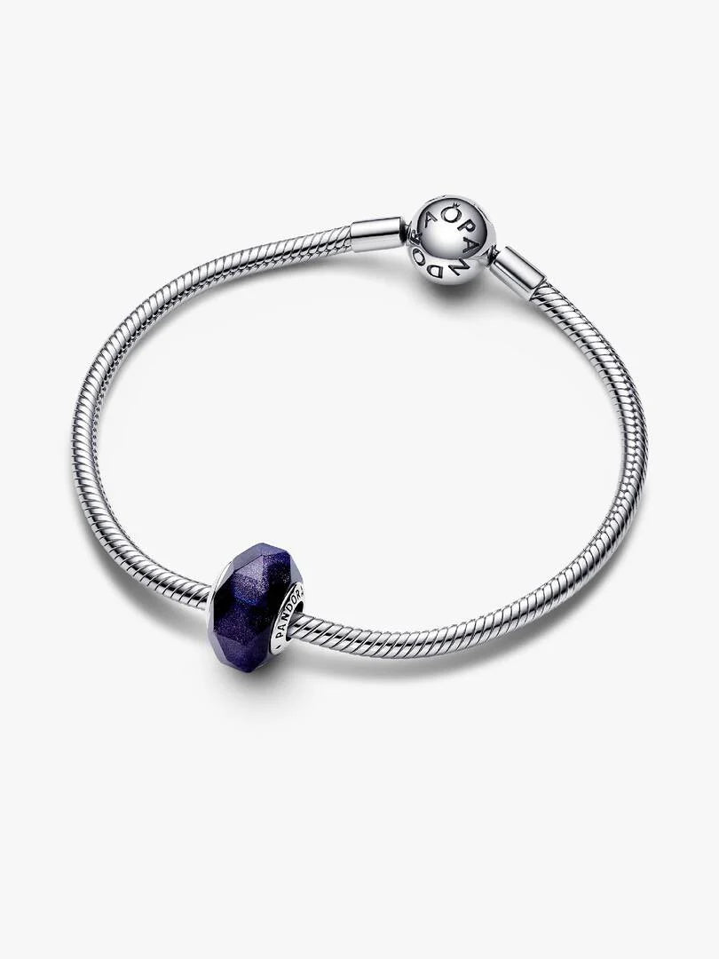 FINAL SALE - Faceted Blue Murano Glass Charm Sterling silver