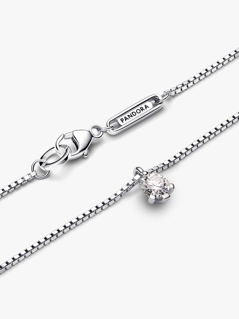 FINAL SALE - Pandora Nova Sterling Silver Lab-grown Diamond Pendant Necklace 0.25 ct TW, Sterling silver