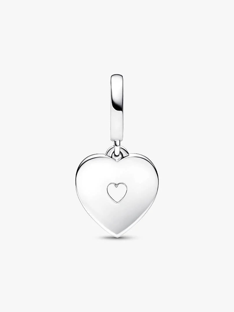 Pearlescent White Heart Double Dangle Charm Sterling silver