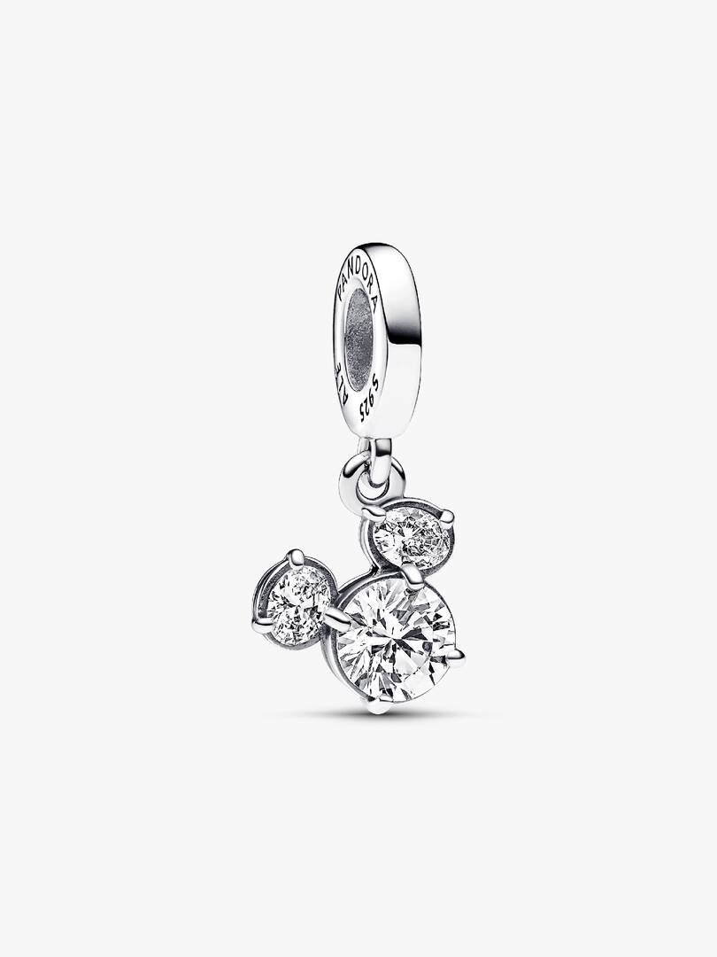 Disney Mickey Mouse Sparkling Head Silhouette Dangle Charm Sterling silver